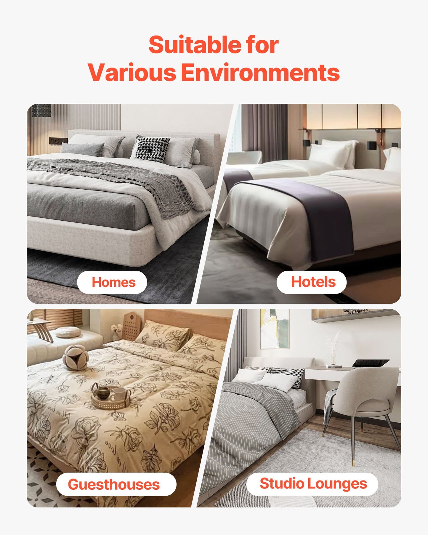Queen Size Bed Frame with Washable Fabric Cover - Heavy Duty Metal Support