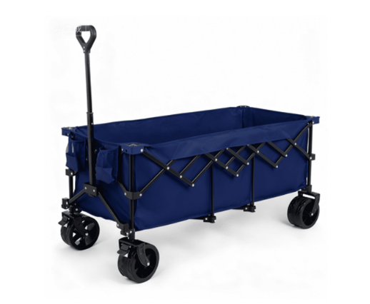 300L Folding Wagon Cart with 440lb Capacity & All-Terrain Wheels - Blue