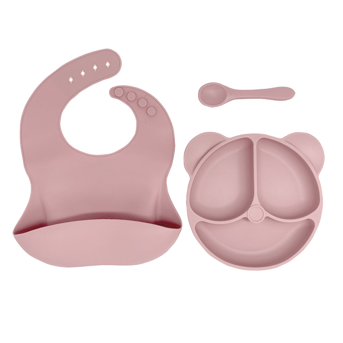 Child Silicone Plate with Suction Cup - Toddler Feeding Tableware, Deep Pink
