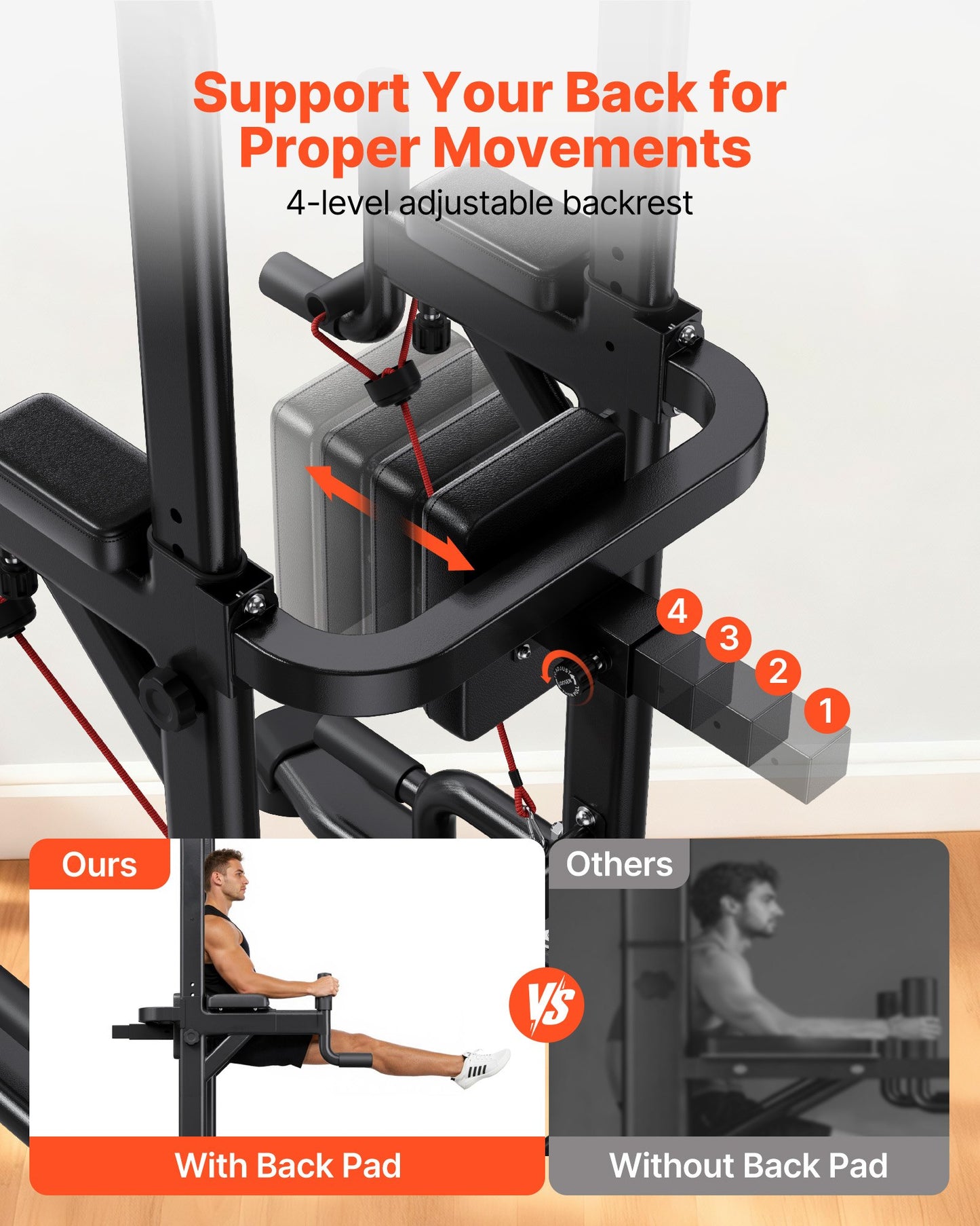 Power Tower Pull Up Bar for Home Gym - 330 LBS Weight Capacity, Adjustable Height, Stable H-Shaped Base