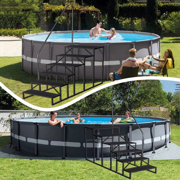 Heavy Duty Above Ground Pool Ladder with Handrails - 6 Steps