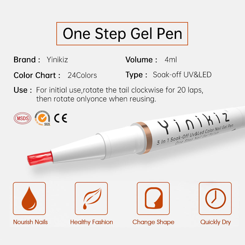 One-Step UV Nail Polish Pen - Fast, Convenient Manicure Gel, 4ml