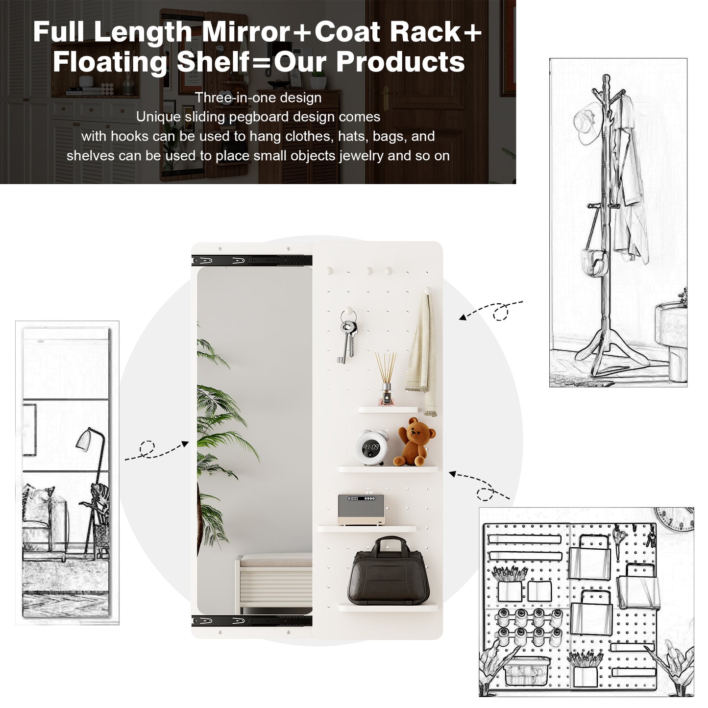 47.6 X 15.7 Inch Multi-functional Design Panel Wall-mounted