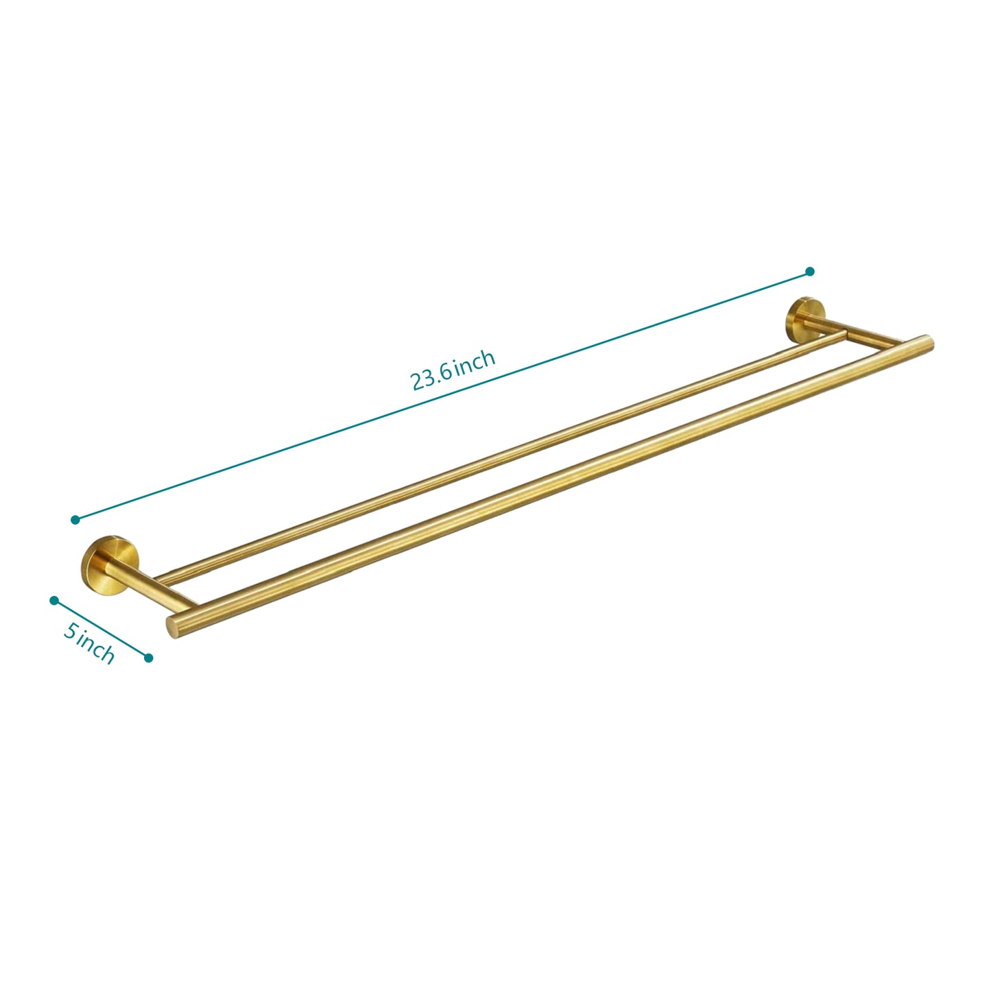 23.6" Wall Mounted Towel Bar - Brushed Gold Stainless Steel