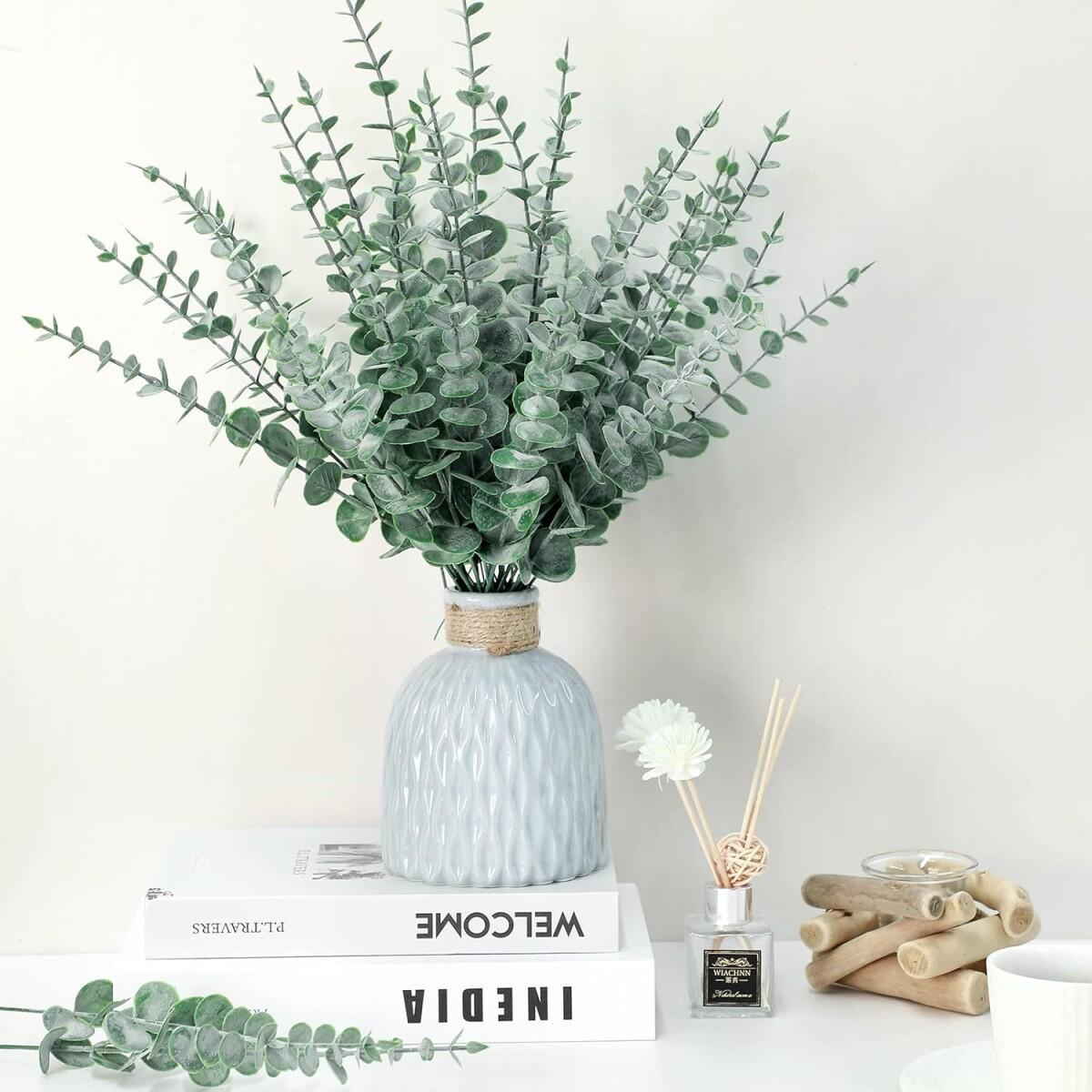 20 Pcs Real Touch Artificial Eucalyptus Leaves - 15in Greenery