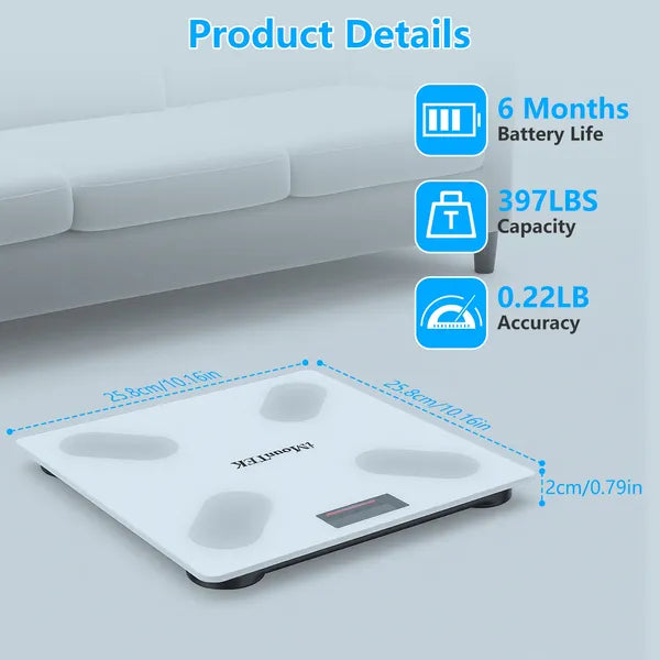 Smart Digital Body Weight Scale with BMI & App Sync - White