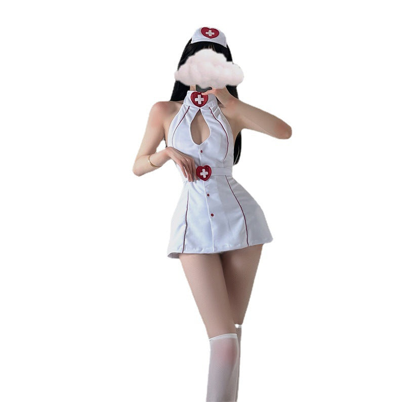 Women's Nurse One-Piece Hosiery Set - Minimalist Fashion Uniform