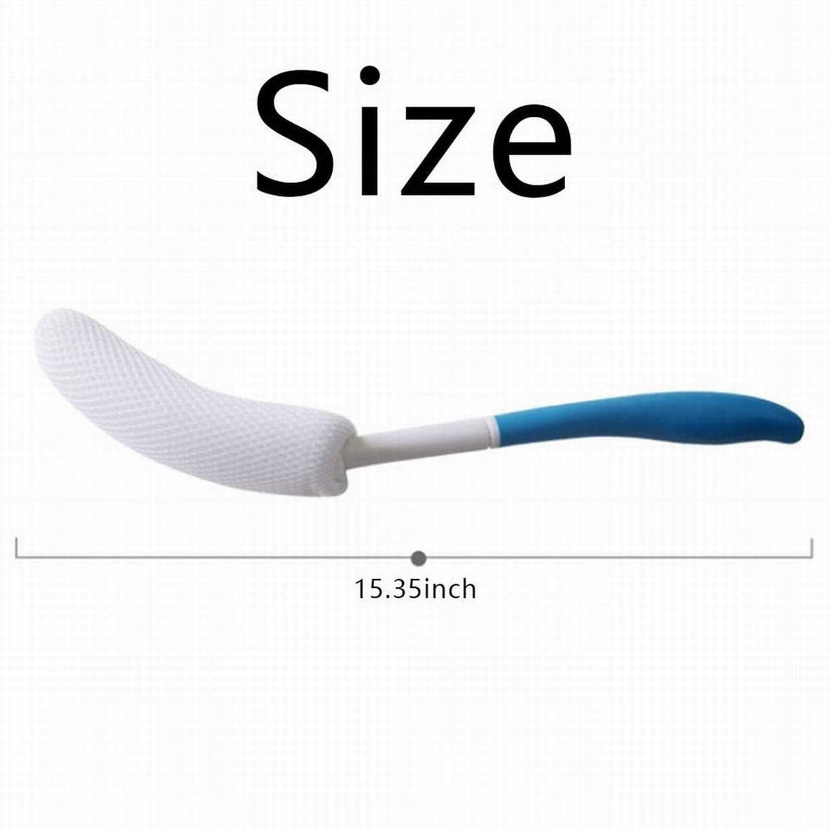 Minimalist Curved-Handle Bath Brush - Non-Slip Plastic & Sponge Blue