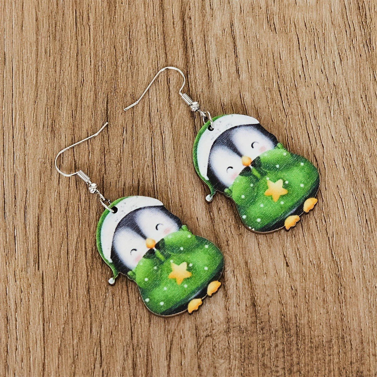 Christmas Party Acrylic Penguin Earrings Unisex Festive Jewelry