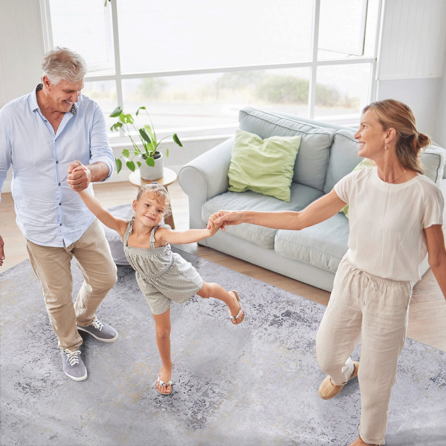 MAVAL Gold Washable Rug 9x12 Area Gray Gold, 9'x12'