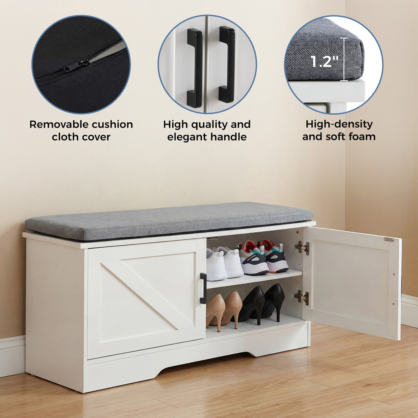Wooden Shoe Storage Cabinet for Living Room - Multiple Sizes
