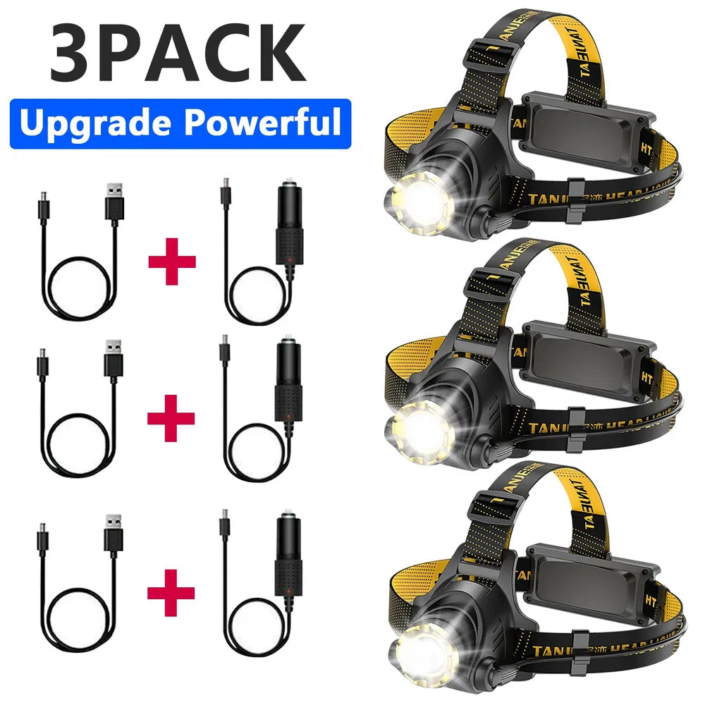 99000000LM Rechargeable LED Headlamp - 3 Lighting Modes