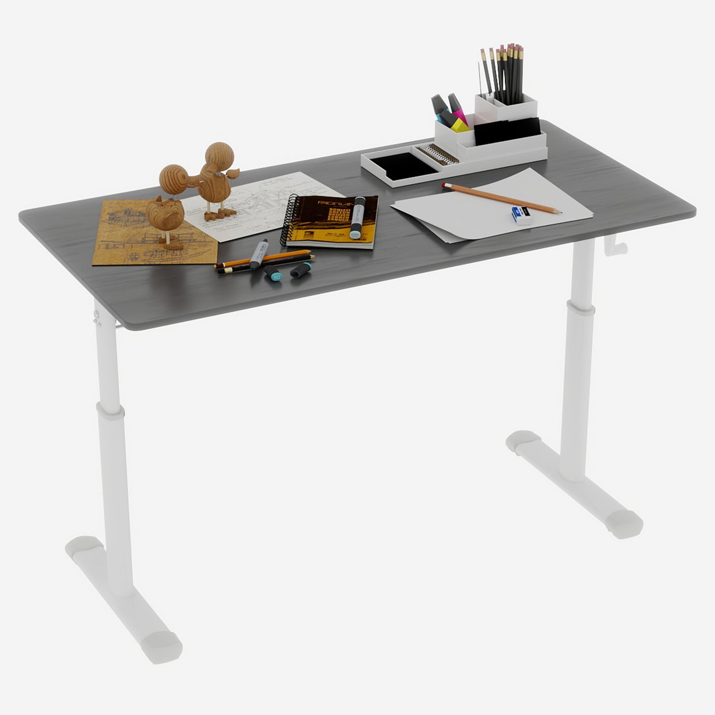 Height Adjustable Study Desk for Home Office - Grey