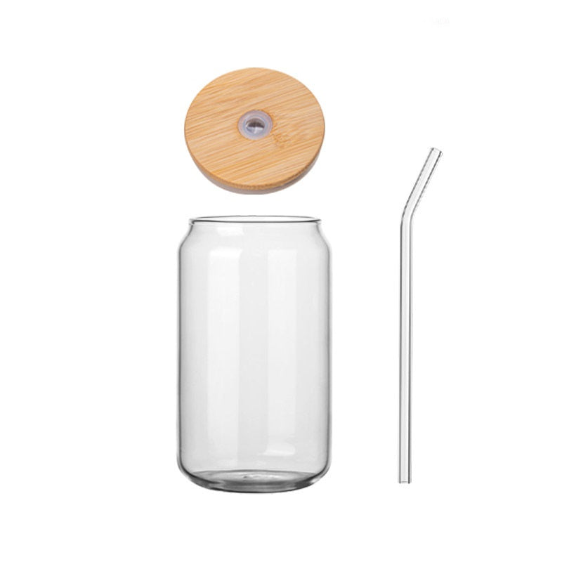 540ml Glass Cup with Straw and Bamboo Cover - Hot & Cold Drinkware