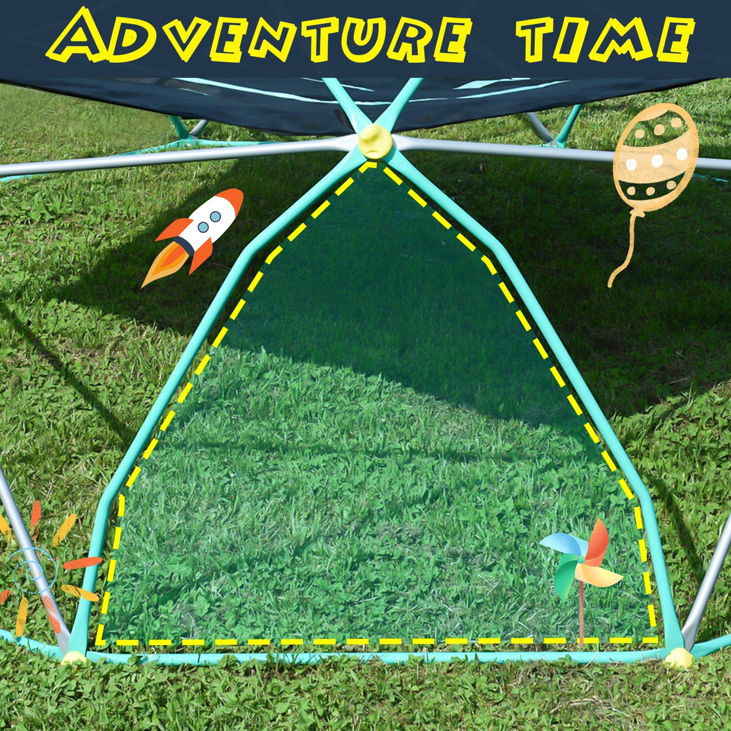 13ft Kids Geometric Dome Climber Play Center - Green & Silver