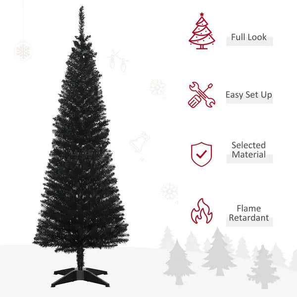 5ft Slim Pencil Artificial Christmas Tree - Black