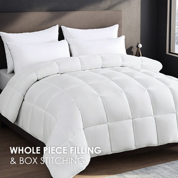 Luxury White Oversized Checkered Quilted Duvet - Winter Weight