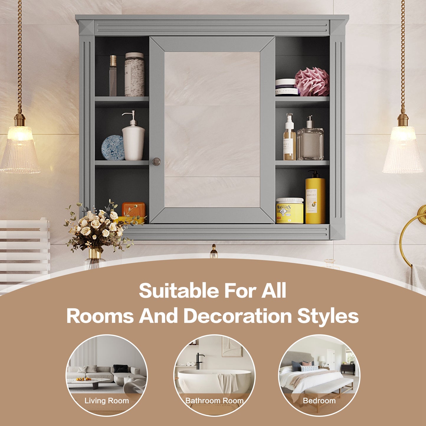 35 X 28 Wall Mounted Bathroom Storage Cabinet, Medicine Modern