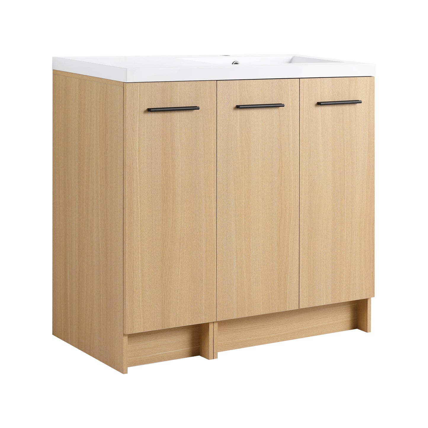 36" Modular Freestanding Bathroom Vanity with Resin Sink Top - Light Oak