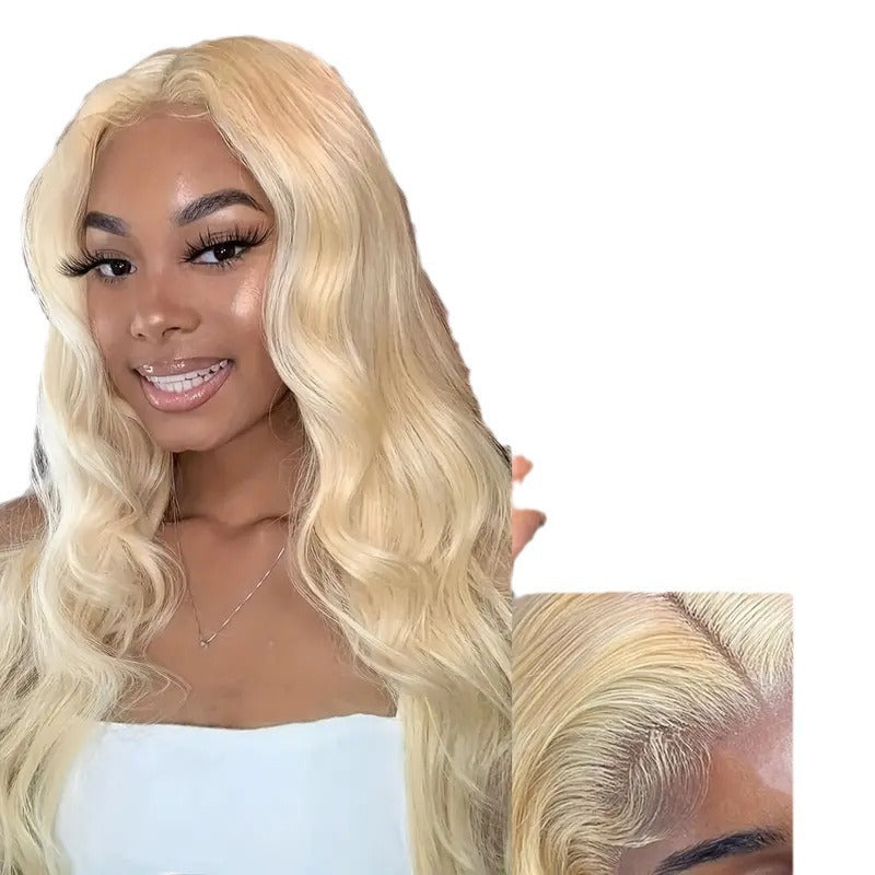 Light Gold Big Wave Lace Wig Head Cover for Synthetic Hair Extensions