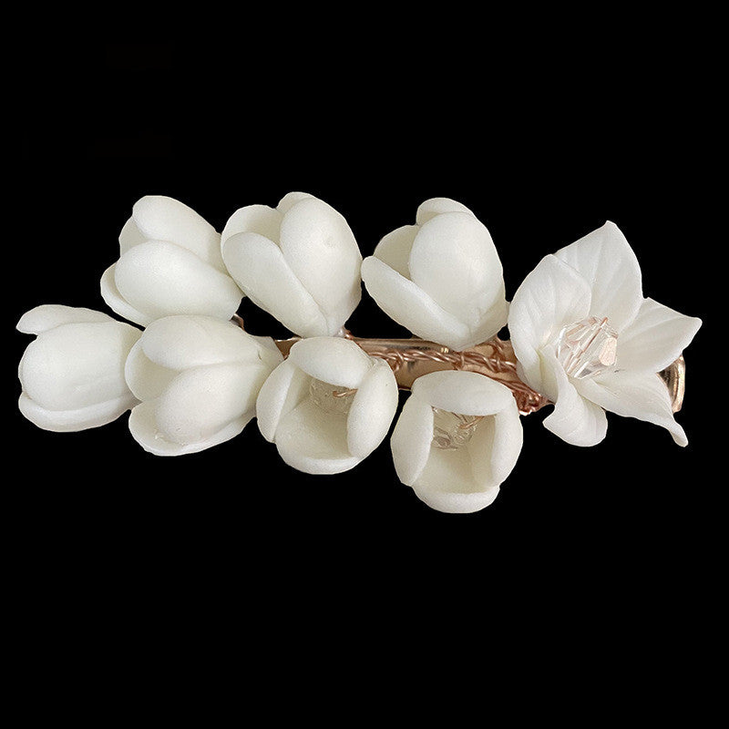Ceramic Flower Hair Clip for Bridal Wear