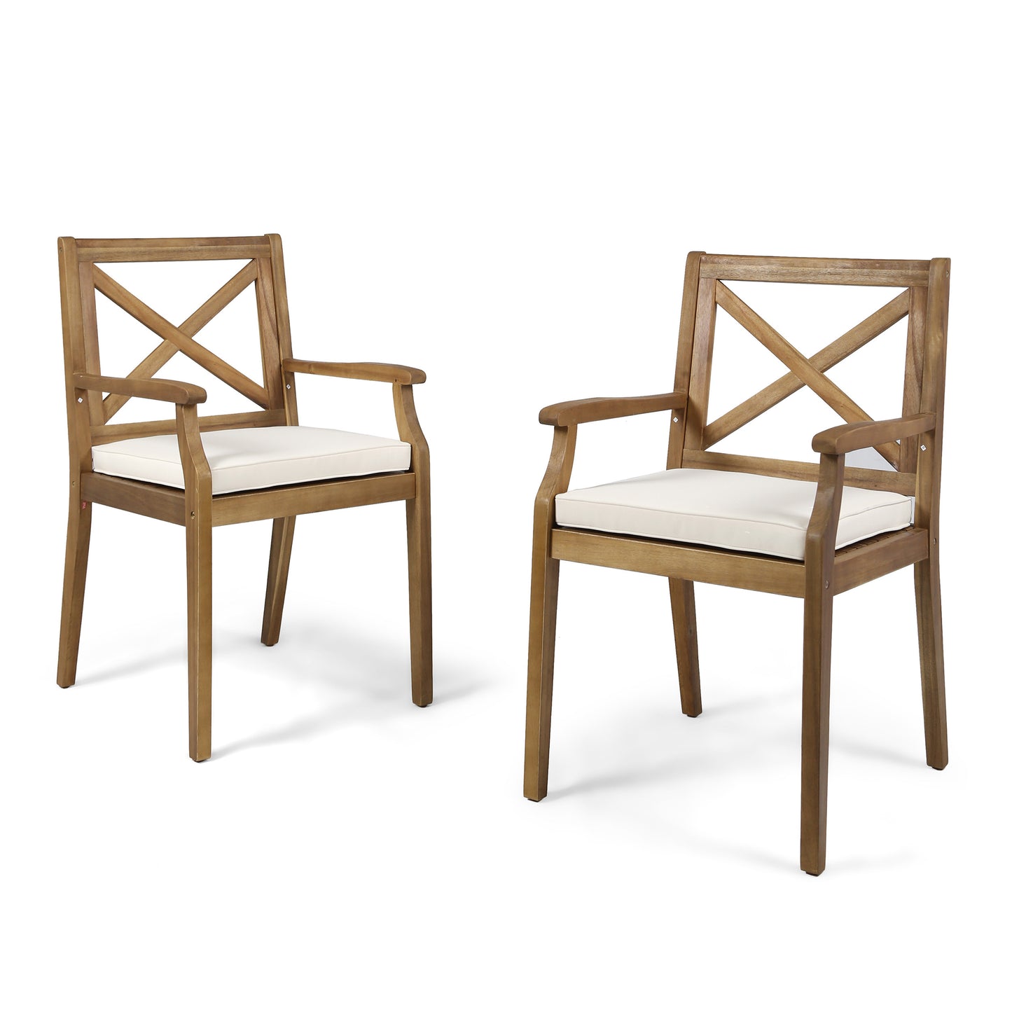 Perla Outdoor Dining Chairs Set - 2 Cream Cushions