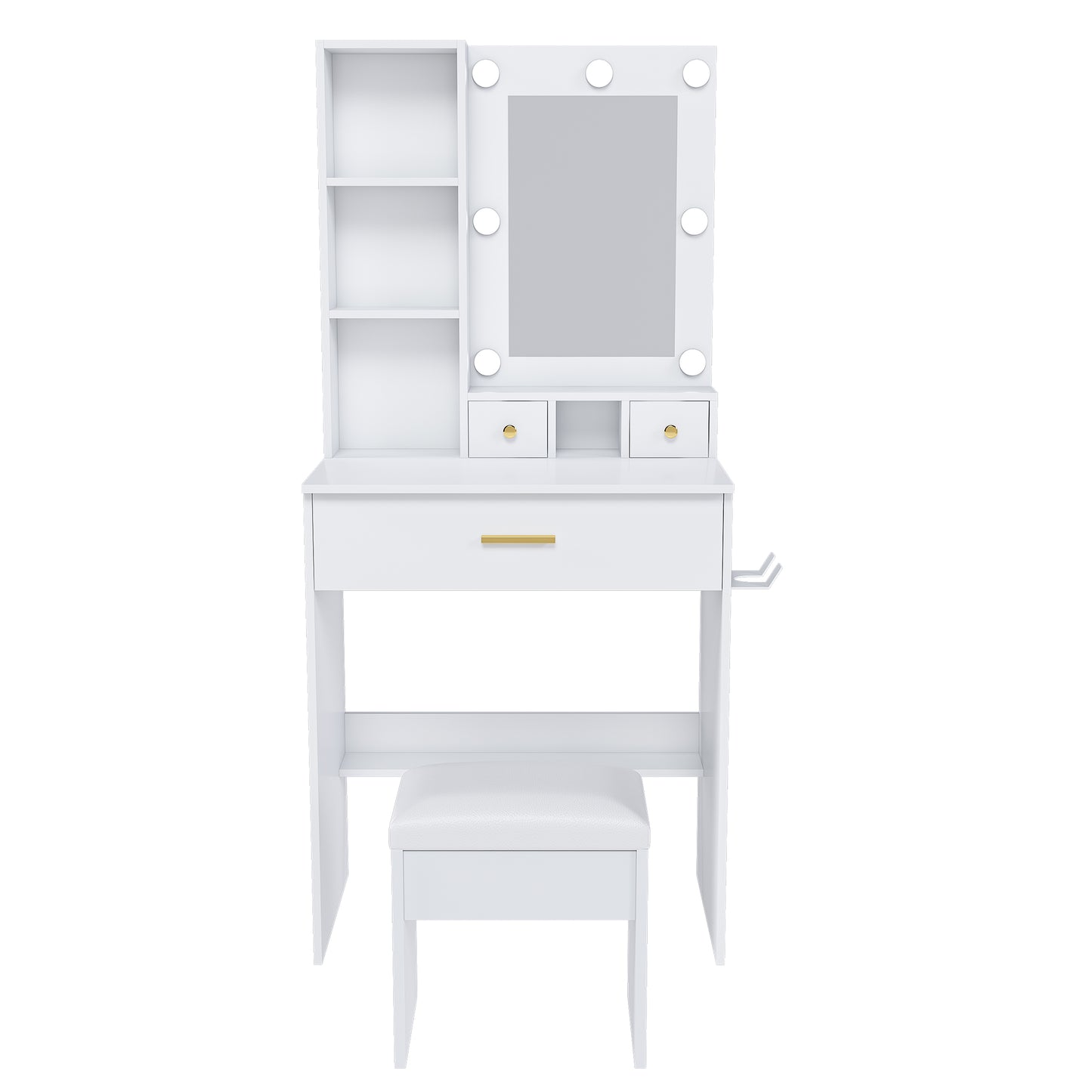 Vanity Table With Mirror & Adjustable LED Lights, Power Outlet,