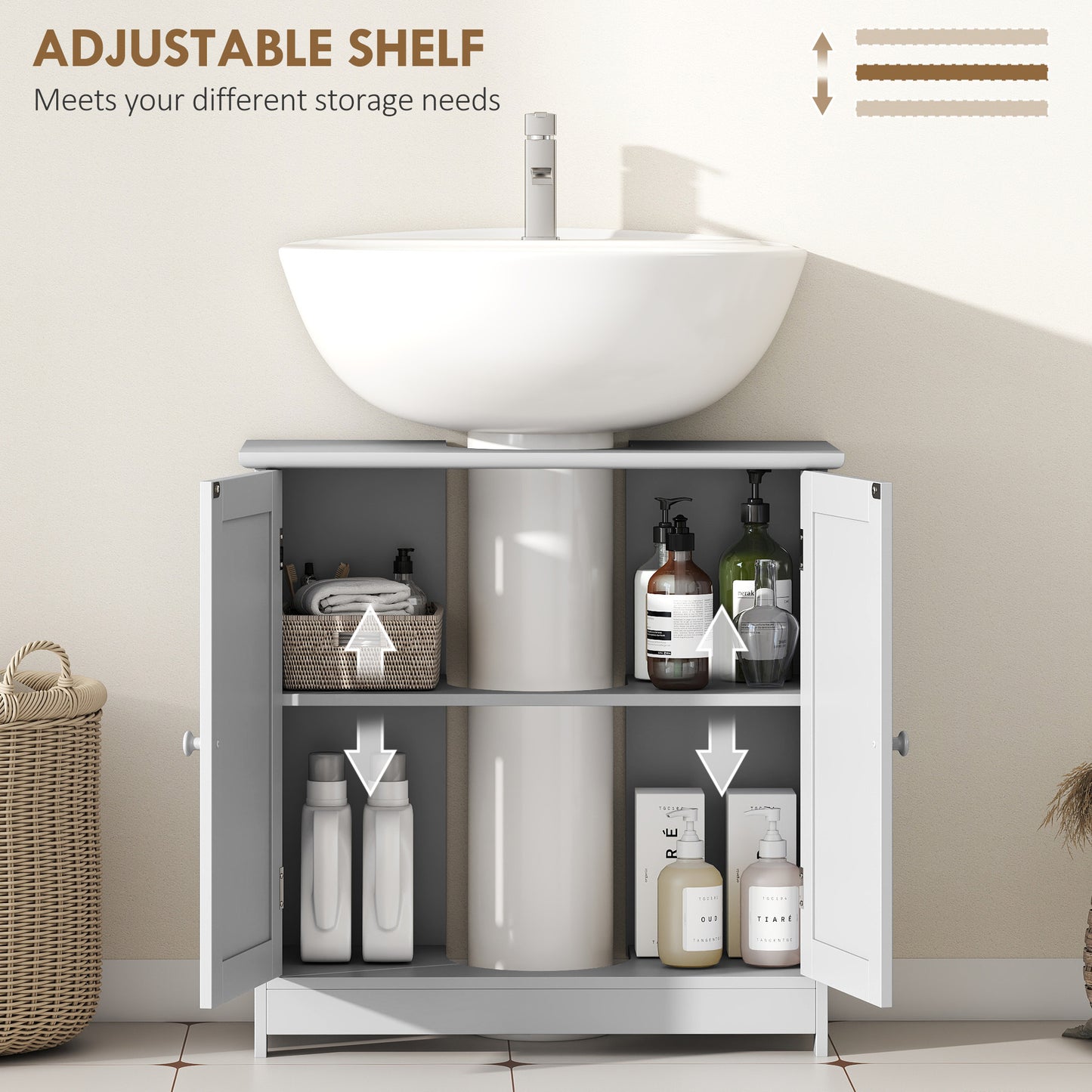 Under Sink Bathroom Vanity Cabinet - Light Gray MDF