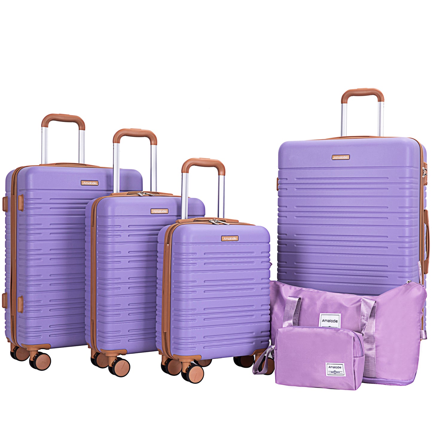 6 Piece Luggage Set, ABS Hard Shell Travel Suitcase With TSA