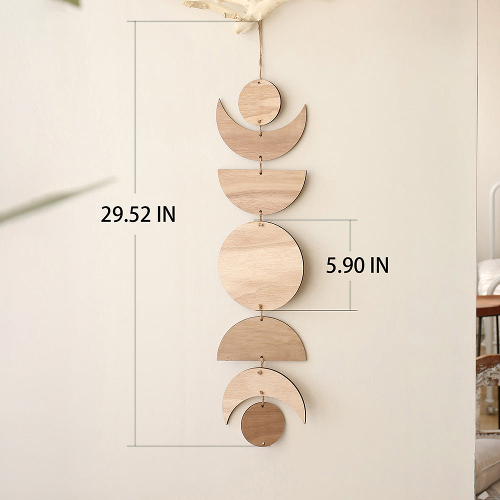 Sun And Moon Wooden Pendant Home Decor Log Wood Chips Ornament