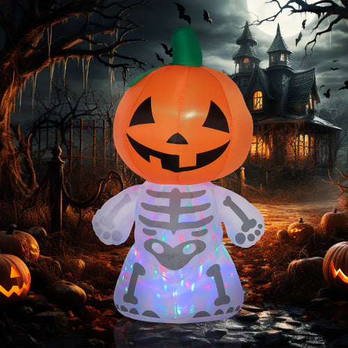 6ft Halloween Inflatable Smiling Skeleton Ghost Decoration