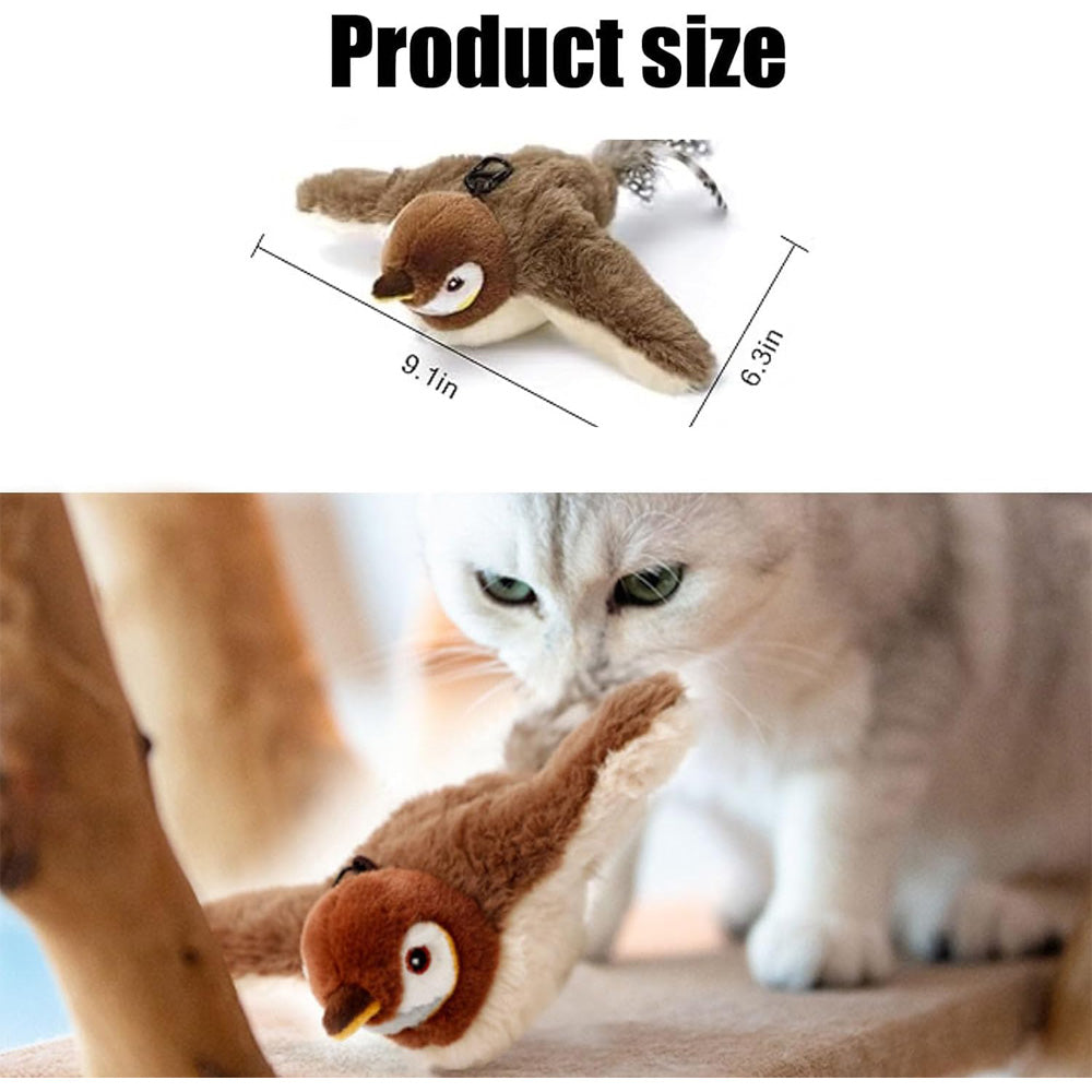 USB Rechargeable Flapping Bird Cat Toy with Chirping & Motion Sensor - Interactive Plush Plaything