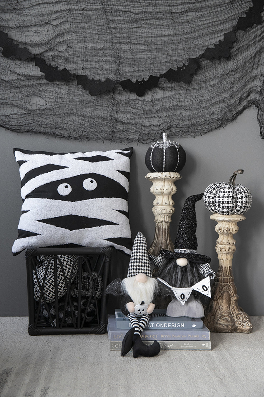 Set of 2 Black Gnomes with Wings - Halloween Decor - 23.5"