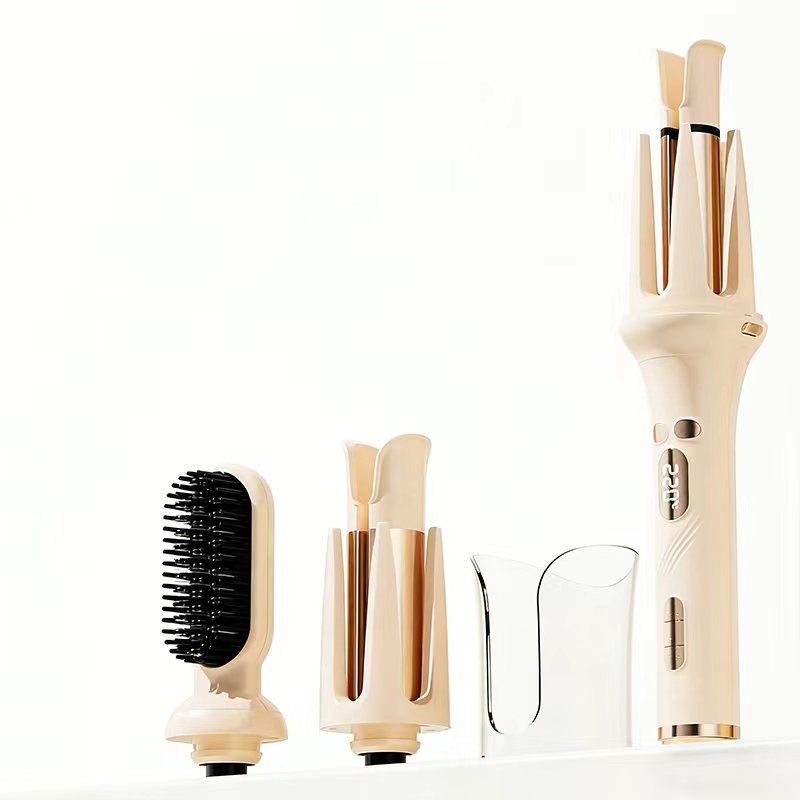 3-in-1 Auto Rotating Curling Iron & Straightener Brush Set - Ceramic