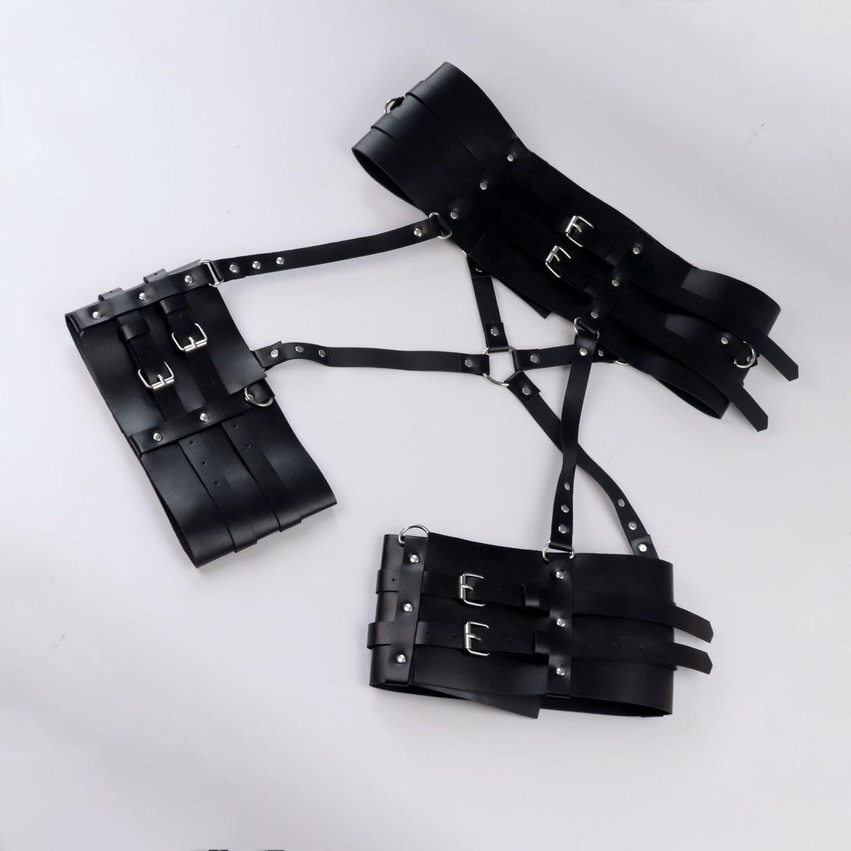 Adult Leather Bondage Belt with Adjustable Waist and Leg Circumference