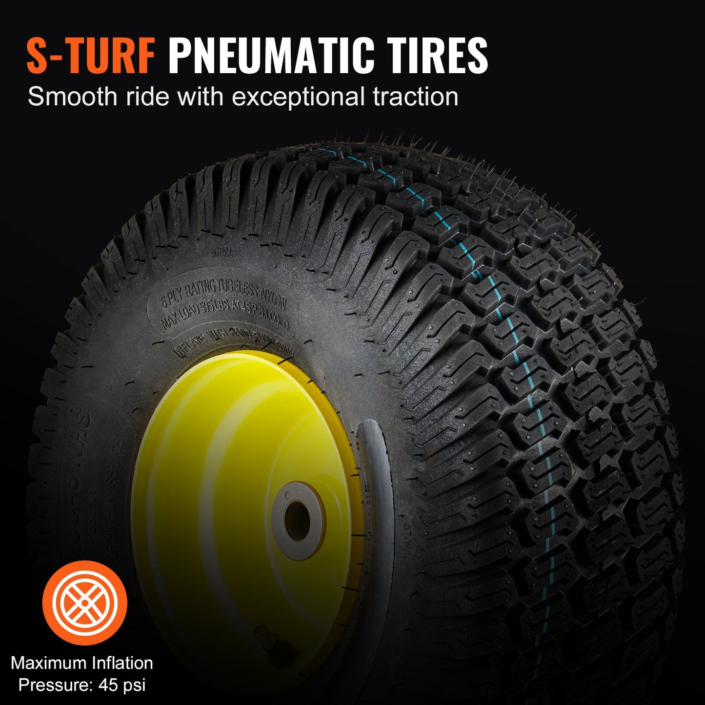 15x6-6 Tubeless Lawn Mower Tires with Rim 2-Pack - Tractor Wheel Assembly