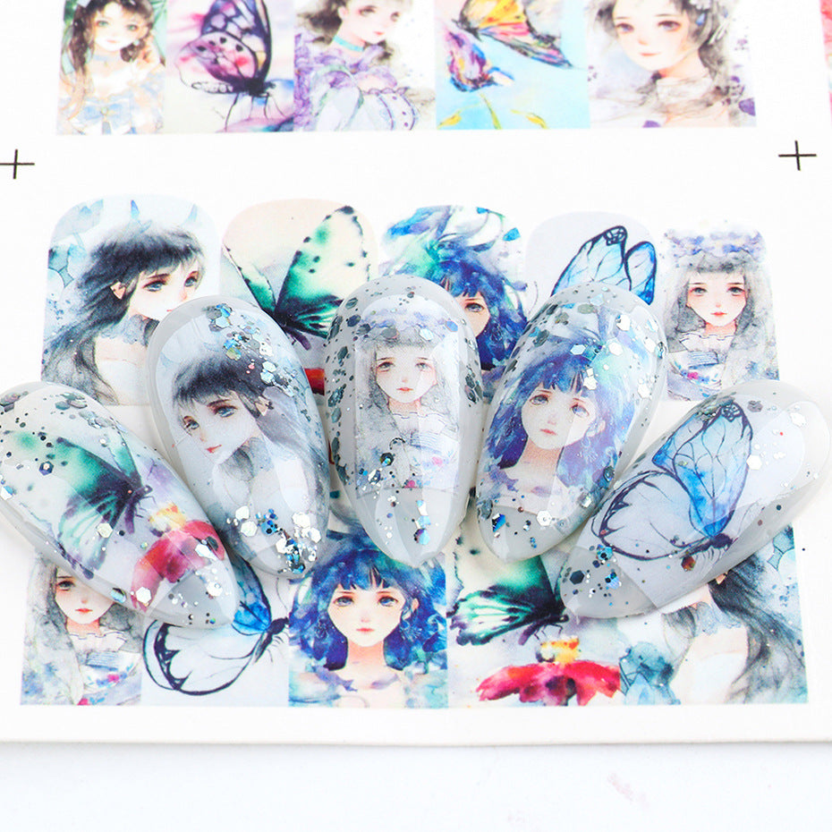 Nail Art Stickers Watermark Decals for Manicure - Sun Butterfly Galaxy Series