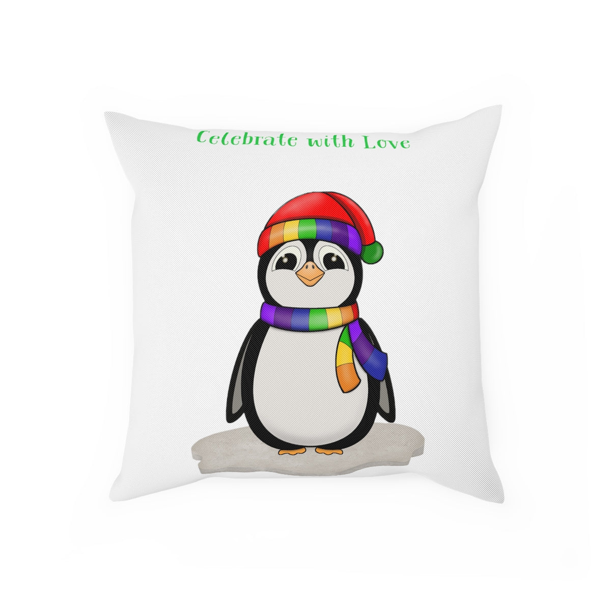 Celebrate Penguin Pillowcase - Love and Pride Peach Skin Velvet Cushion Cover