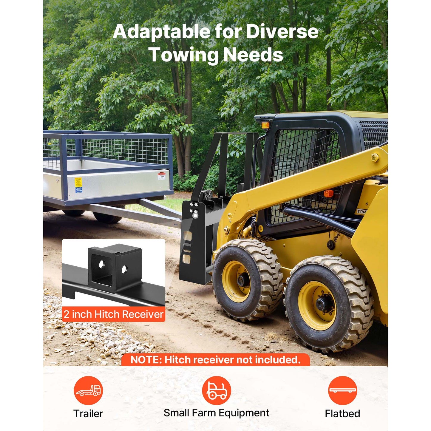 Pallet Fork Frame Attachment with 48-Inch Skid Steer Pallet Forks 4000 Lb Capacity