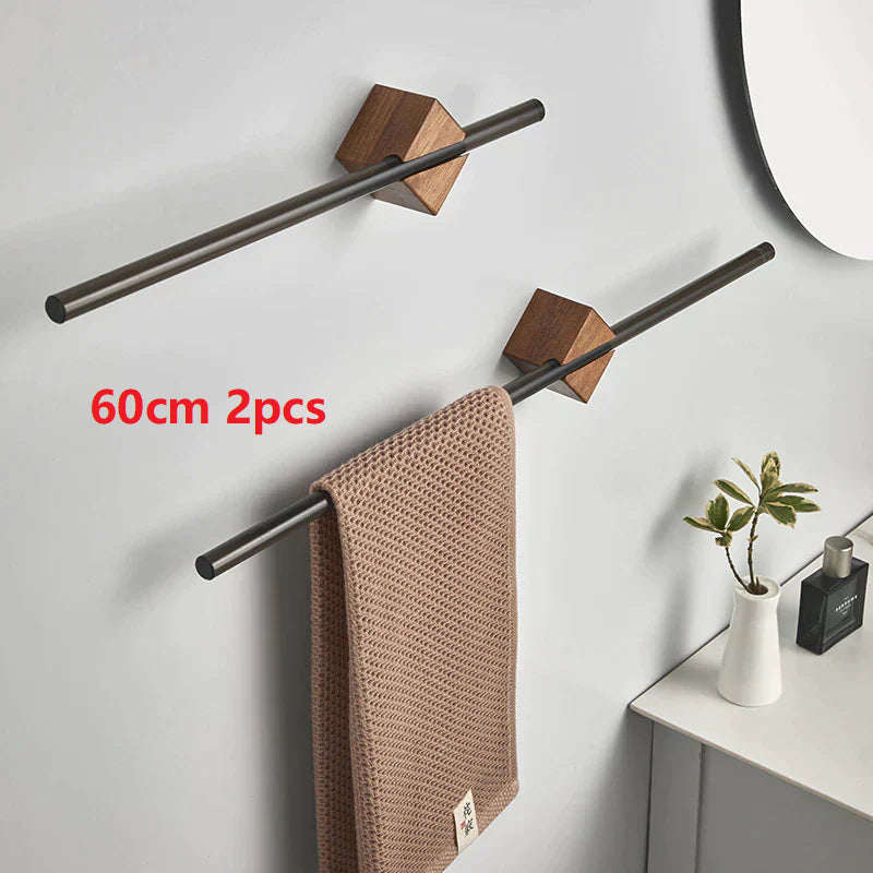 Punch Free Wall-Mounted Towel Rack Hanging Rod - Pull-Out Bathroom Organizer