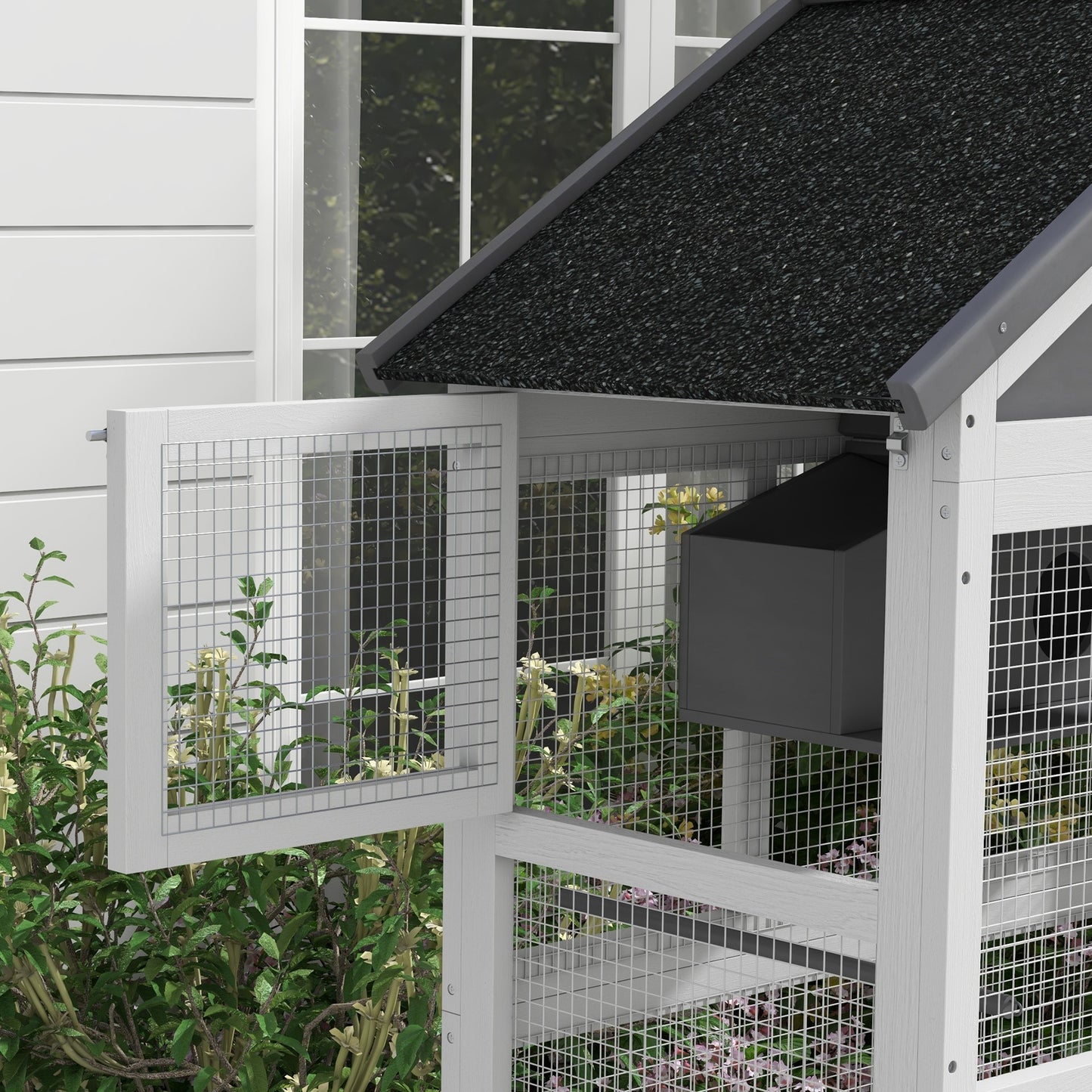 Wooden Bird Cage with Slide-Out Tray for Finches and Parakeets - Gray, 865x300x540mm