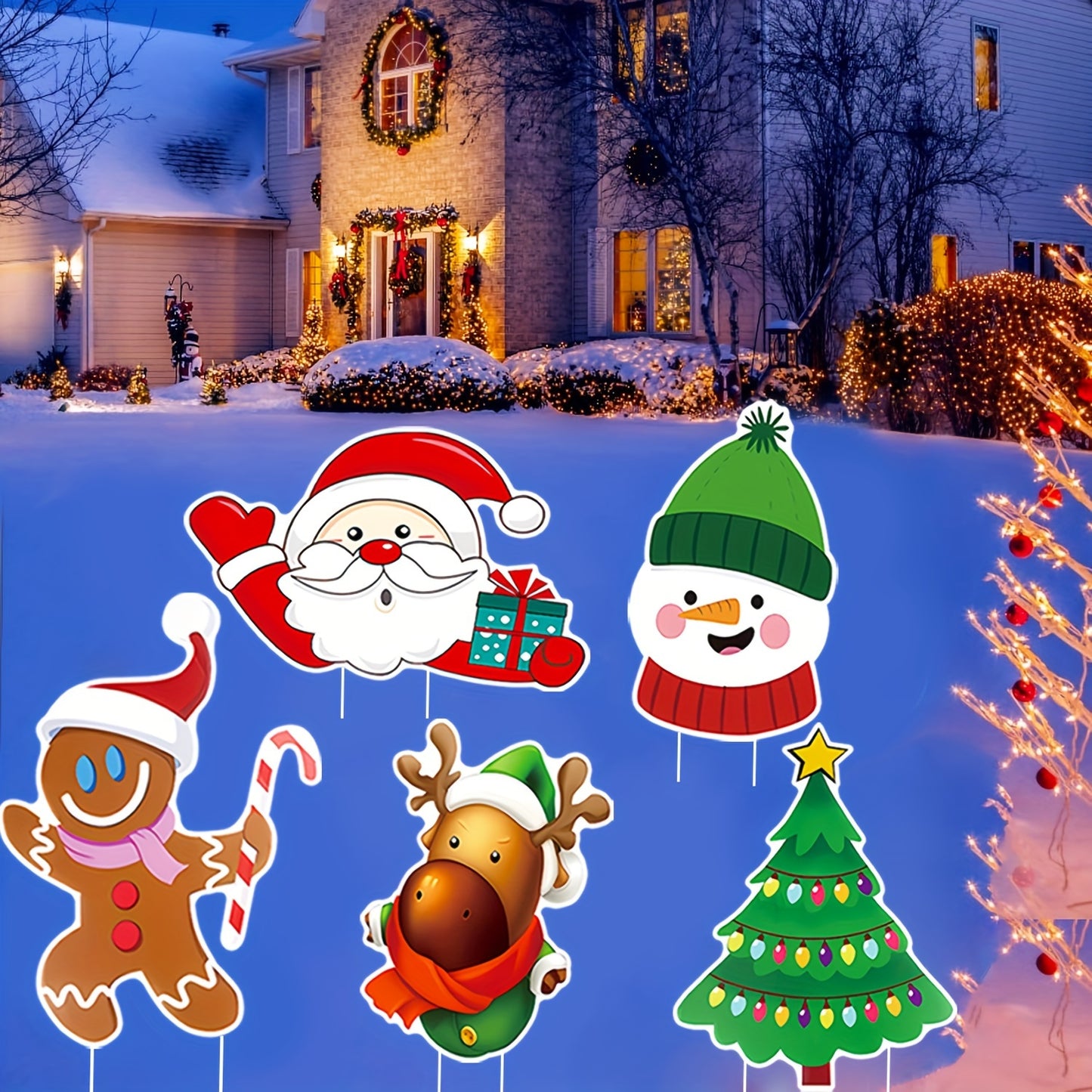 5-Pack Christmas Yard Signs with Stakes - Multicolour Decorations