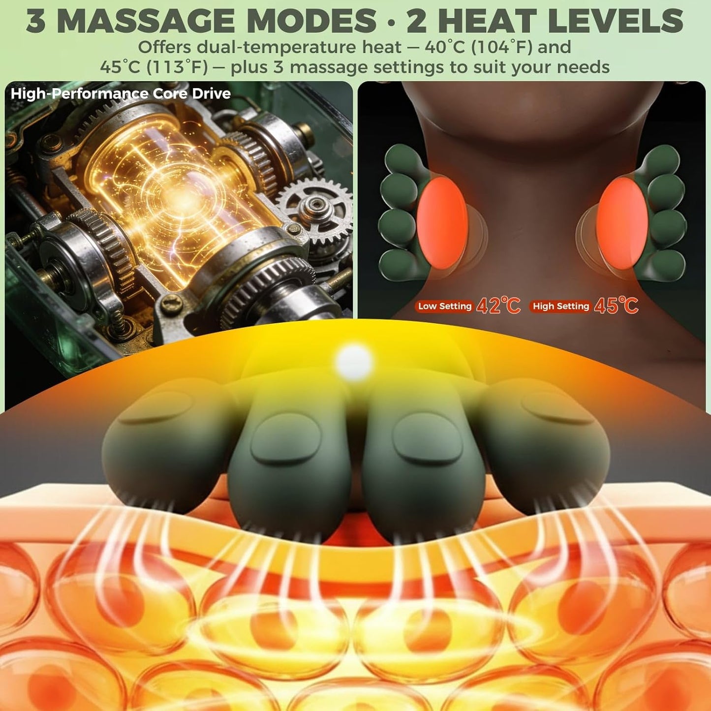 4D Kneading Neck Massager with Heat - Rechargeable & Wireless