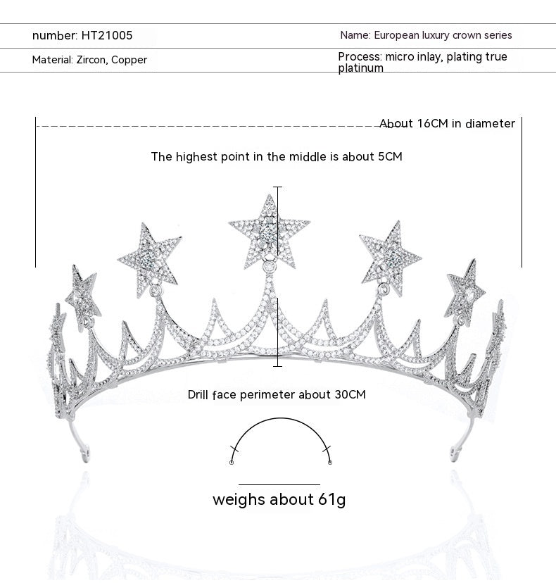 Zircon Crown Headband - White Gold Plated