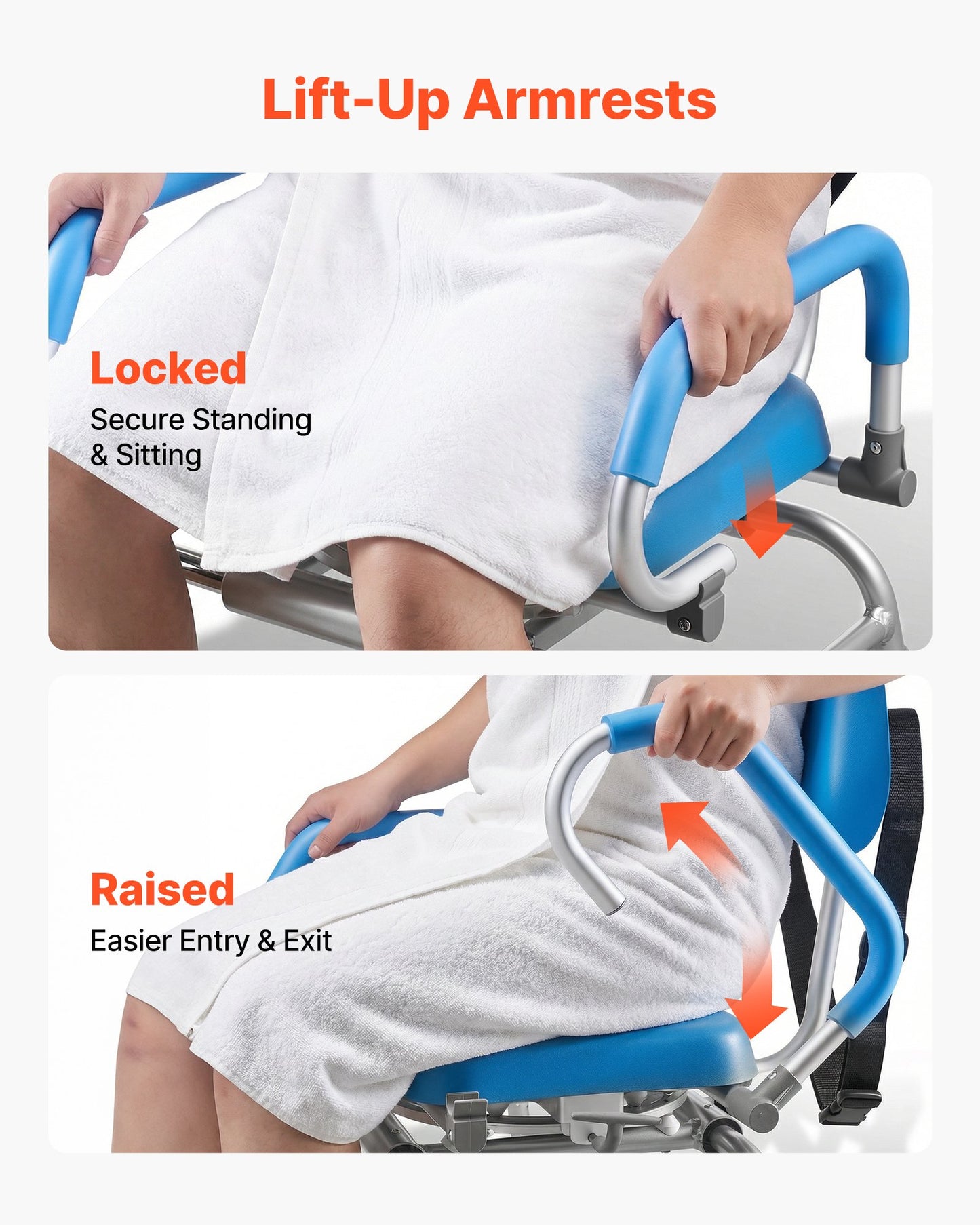Heavy-Duty Sliding Shower Chair with Swivel Seat & Height Adjustment - Handicap & Elderly Support