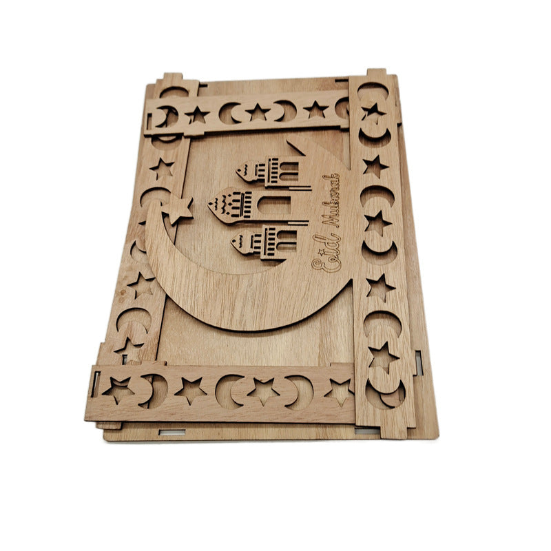 Wooden Moon Ornaments Holiday Decor Dessert Tray for Dining Table