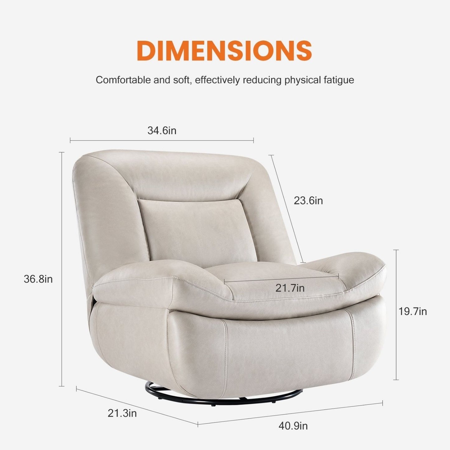 360-Degree Swivel Rocker Recliner Chair with Thick Cushion