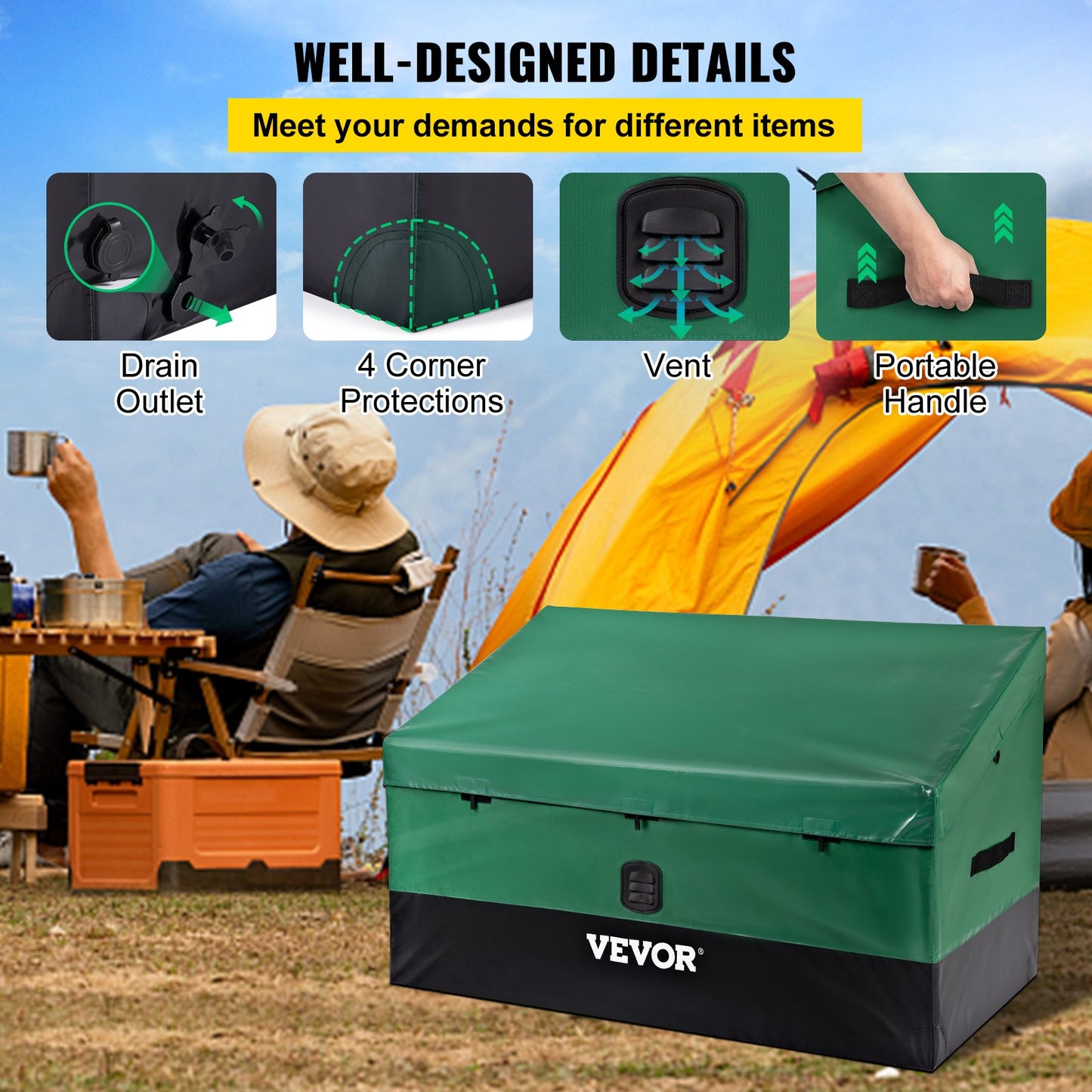 100 Gallon Waterproof Outdoor Storage Box with Galvanized Frame - Patio Deck Storage