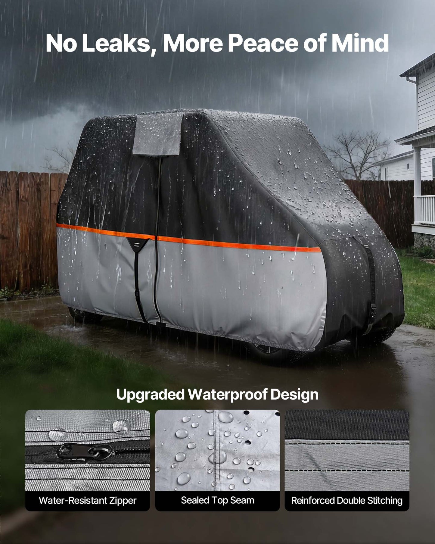 Waterproof Golf Cart Cover for 2+2/4 Passenger Carts - Universal Fit, 420D Oxford