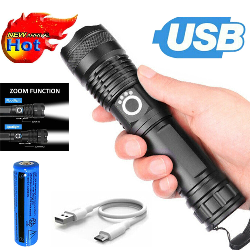 Rechargeable LED Flashlight with Zoom - Super Bright Work Light for Camping & Outdoors